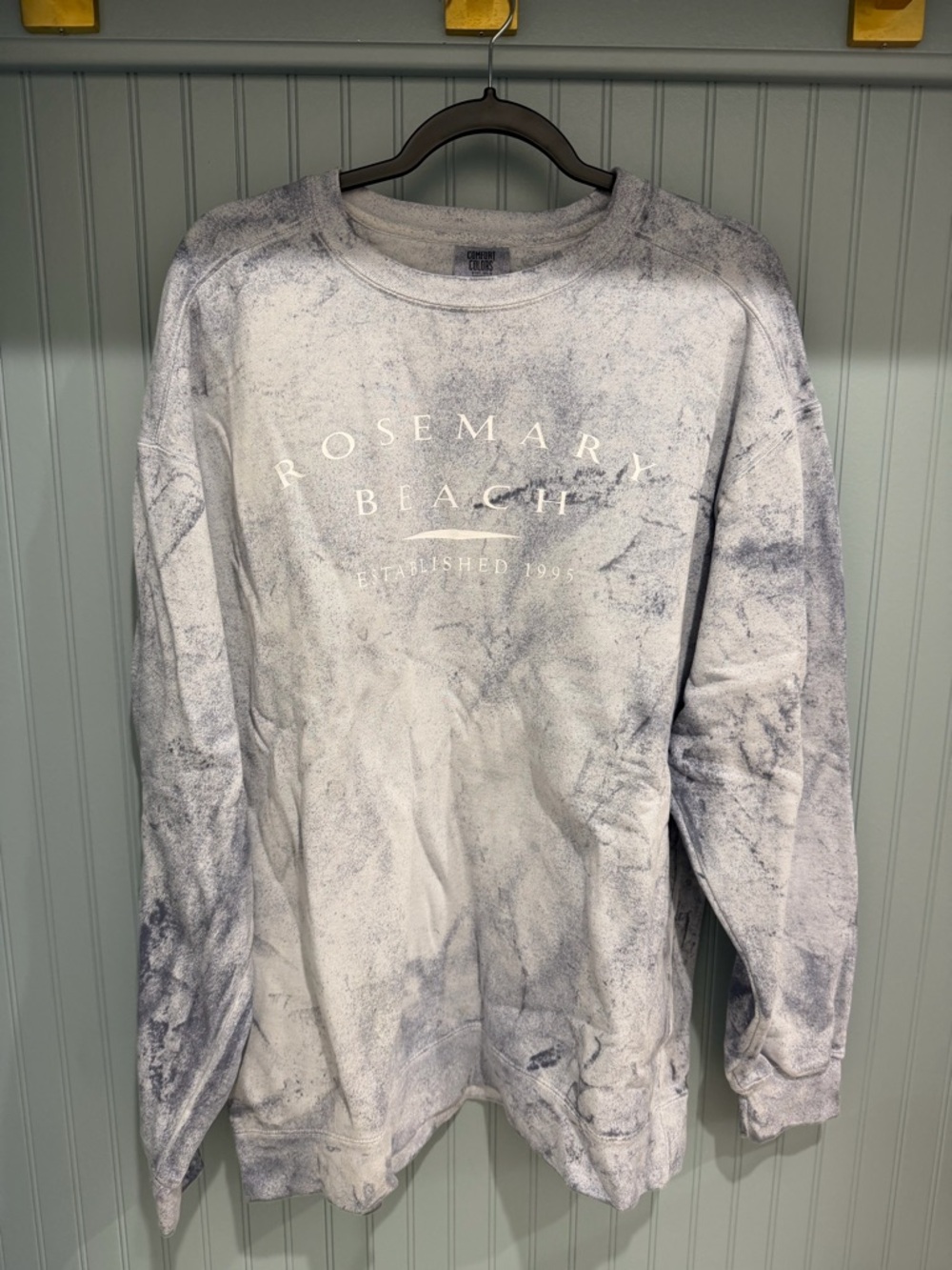 Comfort Colors Rosemary Beach Marble Wash Crewneck Sweatshirt - White & Gray